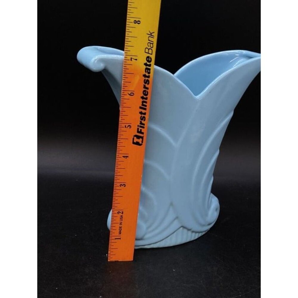 Vintage Baby Blue Abingdon 512 Art Deco Vase Swirl 7” - Picture 8 of 8